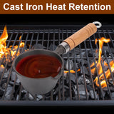 Cast Iron Basting Pot with 2 Pcs Long Handle Silicone Brush for Grill, Smoker and Stove, BBQ Basting Set Ideal for Melting & Simmering Sauces, Butter, Mini Cast Iron Bowl for Outdoor Cooking Svailse