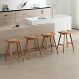DUOMAY Backless Counter Stools Set of 4, Modern 24.25" Seat Height Low Bar Chairs Solid Rubber Wood Counter Height Barstools Farmhouse Dining Stools for Home Kitchen, Brown DUOMAY