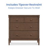Delta Children Saint 4 Drawer Dresser with Changing Top and Interlocking Drawers, Teak Brown Delta Children