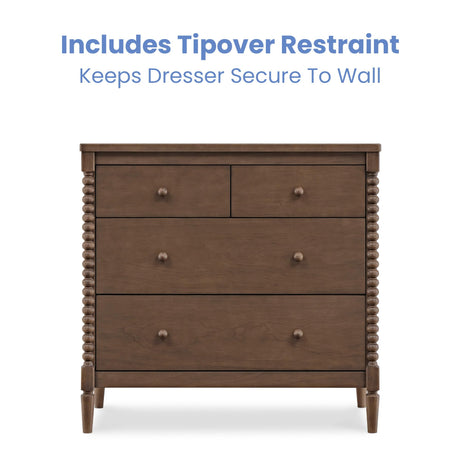 Delta Children Saint 4 Drawer Dresser with Changing Top and Interlocking Drawers, Teak Brown Delta Children
