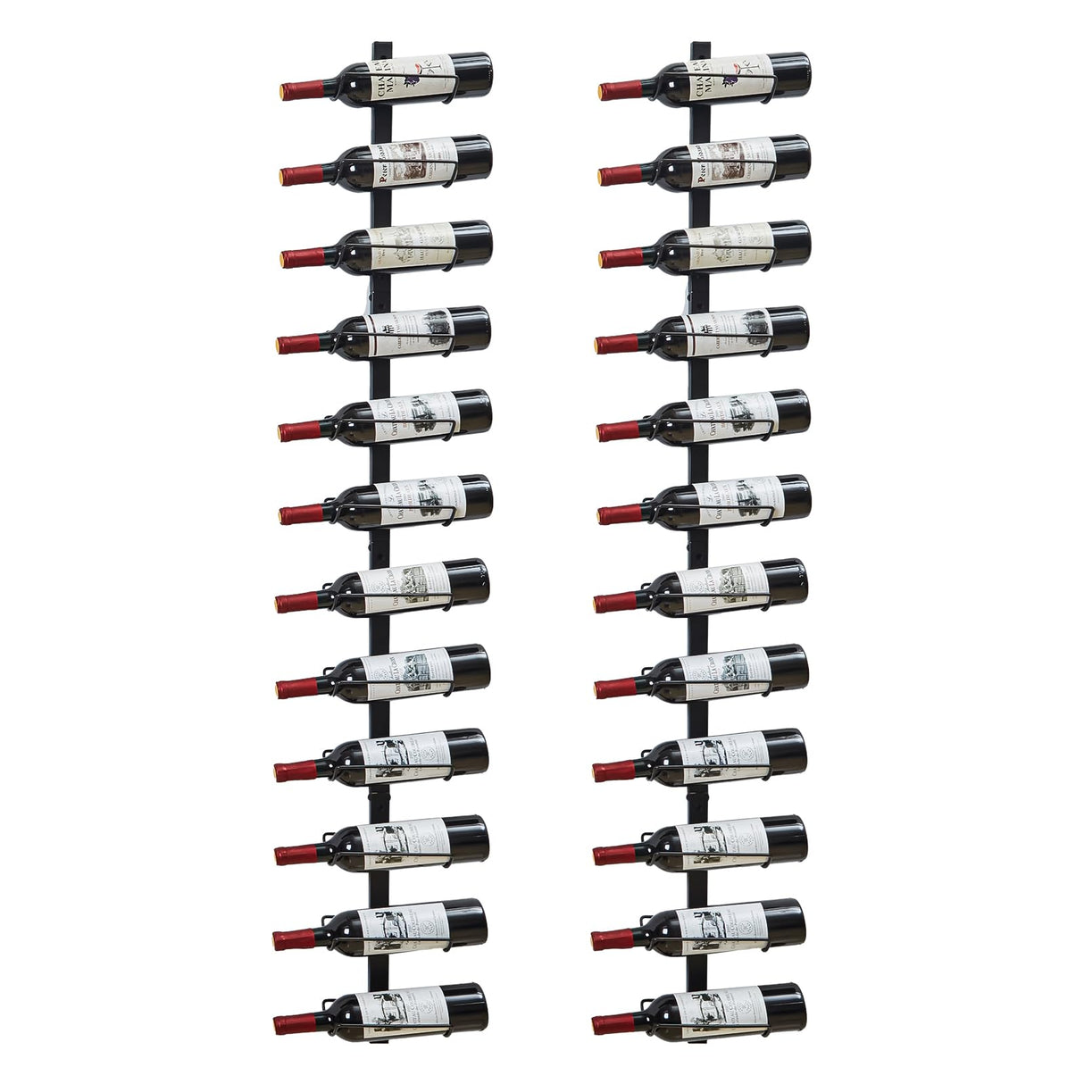2 Pack 12 Bottle Wall Wine Rack for 24 Wine Bottles, DIY Detachable Wall Mount Wine Rack, Wine Storage Organizer Display Holder Used As One or Four, for Kitchen, Dining Room, Bar, Wine Cellar Sonyabecca