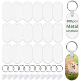GEKIXUTP 180 Pcs Metal Sublimation Keychain Blanks Bulk,Double Sided Sublimation Blanks Keychain Heat Transfer Keychain Blanks,Sublimation Ornament Blanks（Oval） GEKIXUTP