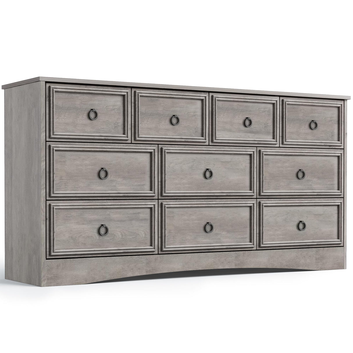 Modern 10 Drawer Dresser, Dressers for Bedroom, Chest of Drawers Closet Organizers and Storage Clothes - Easy Pulls Handle, Textured Borders Living Room, Hallway, Gray LGHM