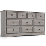 Modern 10 Drawer Dresser, Dressers for Bedroom, Chest of Drawers Closet Organizers and Storage Clothes - Easy Pulls Handle, Textured Borders Living Room, Hallway, Gray LGHM
