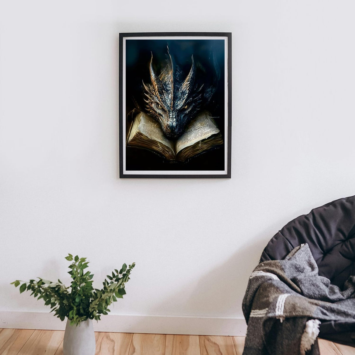 MBNTJHT Dragon Paint by Numbers Kit for Adults,Black Dragon and Book Paint by Number Kits with Brushes for Adults Beginner,DIY Unframed Oil Painting Kits for Home Wall Decor 16x20 Inch. MBNTJHT