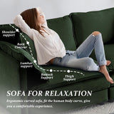 SoarFlash Chenille Sectional Sofa, Comfy Modular Loveseat Sofa, Modern 2-Seat Couch Deep Seat Sofa Set for Living Room,Green SoarFlash