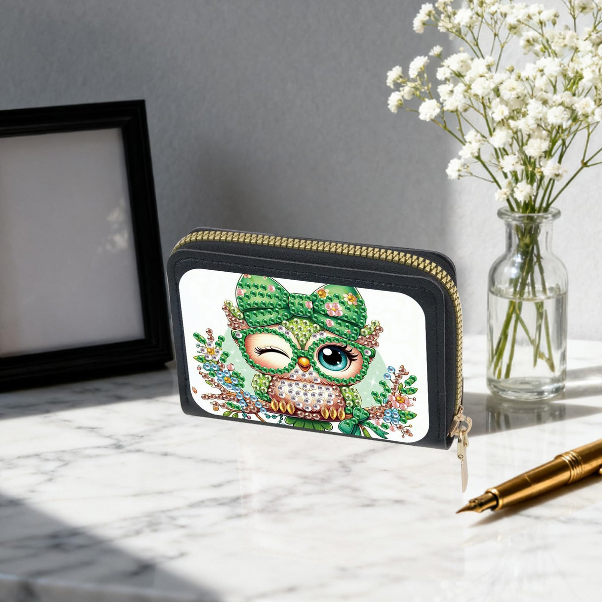 JISHSHAY Diamond Painting Credit Card Holder Owl Diamond Art Credit Card Wallet Animal Gem Art Wallet Animal Gem Painting Coin Purse Owl Mosaic Kits for Adults Billfold Embroidery Kit Billfold JISHSHAY