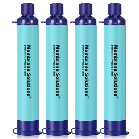 Membrane Solutions Portable Water Filter Straw Filtration Straw Purifier Survival Gear for Hiking, Camping, Travel, and Emergency, Blue, 4 pack Membrane Solutions