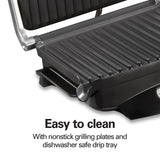 Hamilton Beach Steak Lover's Electric Indoor Searing Grill, Nonstick 100 Square, Stainless Steel (25331), Black and Stainless, Medium Hamilton Beach