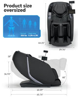 UIIU 4D Smart Massage Chair Full Body Zero Gravity Massage Chair Recliner,15+ Scene-Customized Massage Mode,Dual SL Massage Back Calf Heat Upgraded Animated Touchscreen App Control Large Size Black UIIU