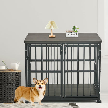 48Inch Heavy Duty Dog Crate Furniture Style for Medium and Large Dogs, Wooden Dog Crate End Table,Decorative Pet Crate Dog House with 3 Doors