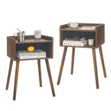 MaxSmeo Night Stand Set 2, Mid Century Modern Side Table Bedroom with Storage, Small End Bedside Table Set of 2 with Solid Wood Legs for Living Room, Office Small Spaces (Rustic Brown) MaxSmeo