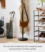 Yamazaki Home Plain Freestanding Coat Hanger Rack With Wooden Hooks, Space Saving, 70" - Steel YAMAZAKI