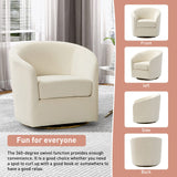 HULALA Home Swivel Accent Chair with Gold Metal Base, Contemporary Velvet Curved Swivel Barrel Chair, Upholstered Club Armchair, Leisure Single Sofa for Living Room, Nursery, Bedroom(Ivory) HULALA HOME