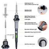 YIHUA 947-V Soldering Iron Kit with 3 LED Lights, Temperature Control, 5 Premium Solder Tips, Desoldering Pump, Indicator & ON/OFF Switch-60 Watts Soldering Iron, Solder Wire, Tip Cleaner, and more. YIHUA