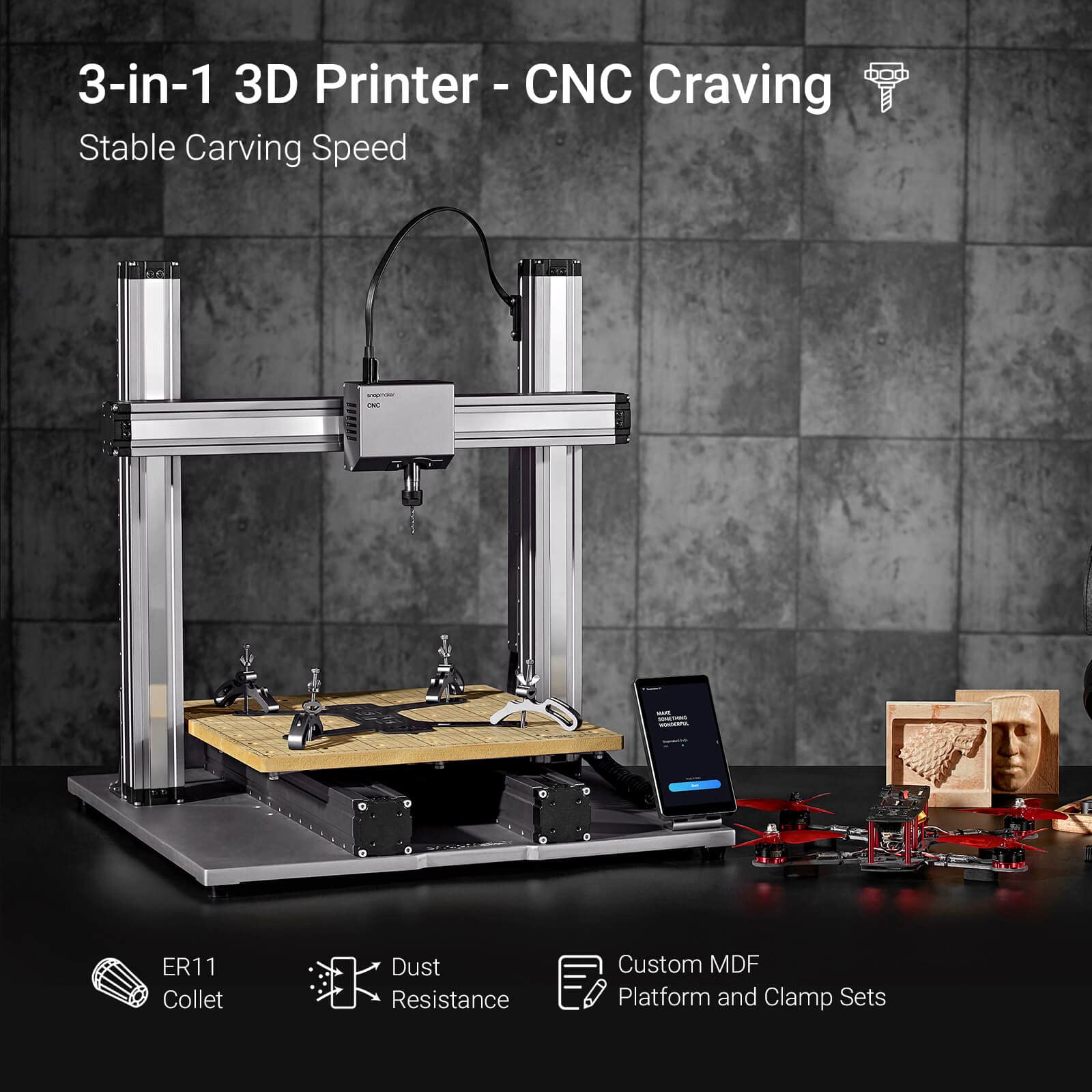 Snapmaker A350T 3 in 1 3D Printers and 2.0 Dual Printing Module - WoodArtSupply