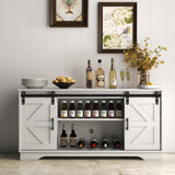 Panana Bar Cabinet with Barn 2 Sliding Doors Buffet Farmhouse Storage Cabinet TV Stand (White Cabinet) Panana