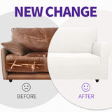 ZNSAYOTX Super Stretch Couch Cover Love Seat Sofa Covers for Living Room Dogs Pet Friendly Furniture Protector Spandex Loveseat Slipcovers with Anti Slip Foam Sticks (White, Loveseat) ZNSAYOTX