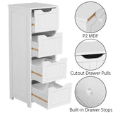 Yaheetech Bathroom Floor Cabinet, Wooden Side Storage Organizer, 4 Drawers Free-Standing Cabinet for Bathroom/Hallway/Living Room, White Yaheetech