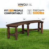 VINGLI Outdoor Bench Wooden Curved Bench, All-Weather Fire Pit Backless Patio Bench, 2-Person Seating Rustic Garden Bench for Backyard Porch Deck Entryway (Carbonized) VINGLI
