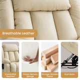 TEKAMON Power Lift Recliner Chair for Elderly with Heat & Massage, Dual Motor Breathable Leather Recliner, Lay Flat Sleeping Chairs with Infinite Position, RemoteControl(Beige, Extended) TEKAMON