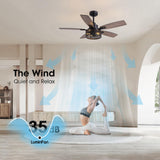 46 Inch Ceiling Fans with Lights and Remote Control, Farmhouse Ceiling Fan for Bedroom Living Room and Patio, Black Caged Ceiling Fan for Indoor and Outdoor LuminFan