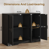 Modern Farmhouse Buffet Cabinet with Storage, 42" Large Sideboard Storage Cabinet with 3 Barn Doors, Coffee Wine Bar Cabinet Wood Table Credenza with Adjustable Shelf for Kitchen Dining Living Room Vividwood