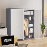 INTERGREAT Metal Storage Cabinet, 72" Armoire Wardrobe Closet with Doors, Storage Cabinet with Doors and Shelves,Tall Cabinet for Home Office, Bedroom, Laundry Room(New Gray) INTERGREAT