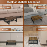 Tigerden Wooden Step Stool for Toddlers Kids and Adults, Heavy Duty Stepping Stools with 300 LB Load Capacity, Foot Step Stool for Bed, Bedroom, Living Room, Bathroom, Kitchen- Rustic Brown & Black Tigerden