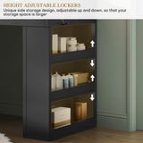 YITAHOME Vanity Desk with Mirror and Lights, Makeup Table with Charging Station, Large Vanity Set with 4 Drawers, Cute Makeup Desk with 6 Storage Shelves, Black YITAHOME