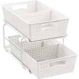 Simple Houseware 2 Tier Bathroom Organizer Tray Pull-Out Sliding Drawer/Under-Sink Storage, White Simple Houseware