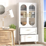 Nobilsteel 71”Storage Cabinet, Metal Accent Pantry Cabinet, Food Pantries Cabinets with Fluted Glass Doors, Storage Cupboard Kitchen, Dining Room, Nobilsteel