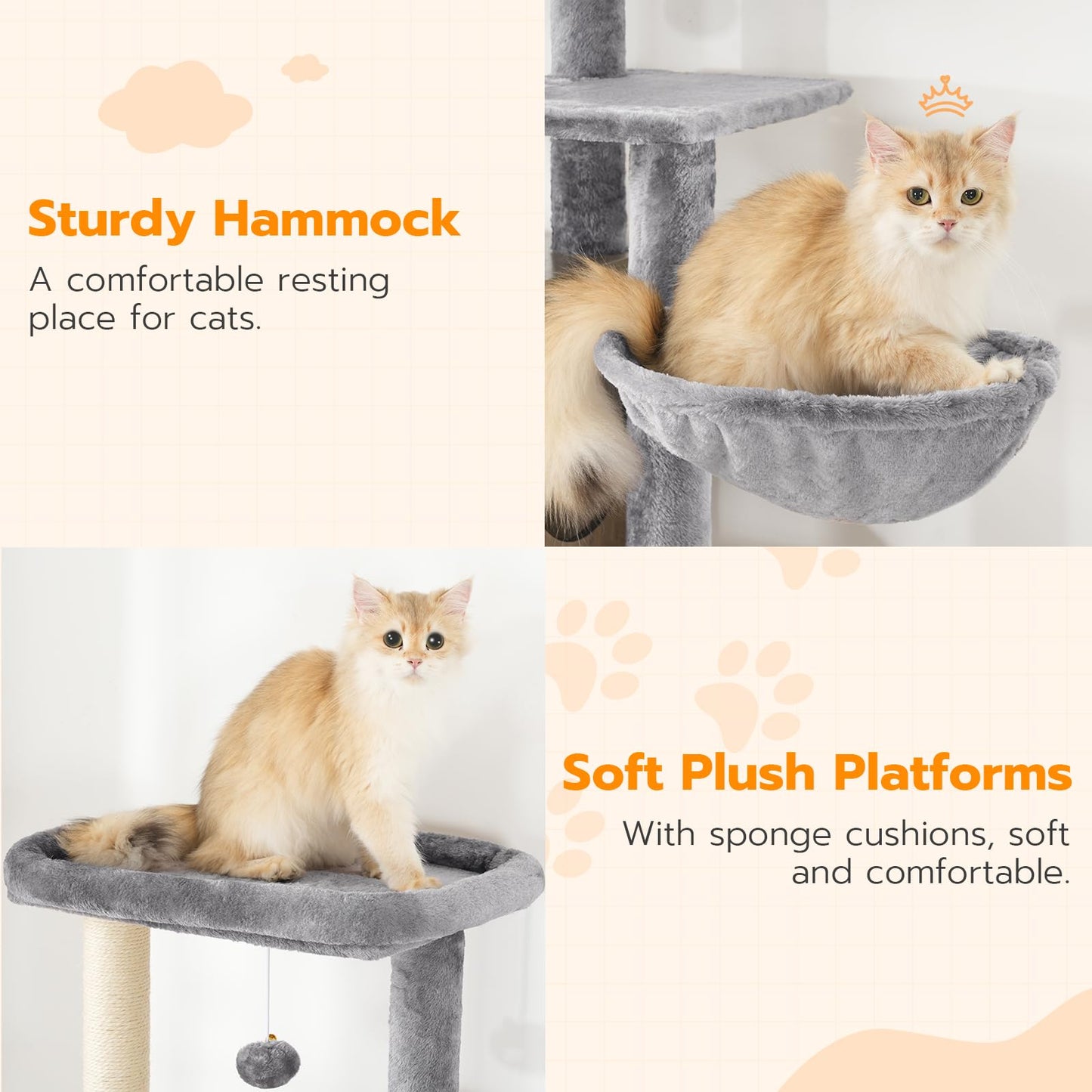 HOOBRO Cat Tree with Litter Box Enclosure, 59.1" Tall 2-in-1 Versatile Cat Tower with Hidden Litter Box Furniture, Cat Condo, Dangling Balls, Scratching Posts, Scratching Board, Greige BG50MZ03