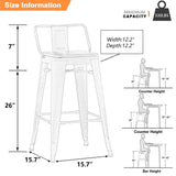 Yongchuang 26 inch Metal Bar Stools Set of 4 Counter Height Barstools Farmhouse Kitchen Bar Chairs with Wood Seat Low Back Cream White Yongchuang