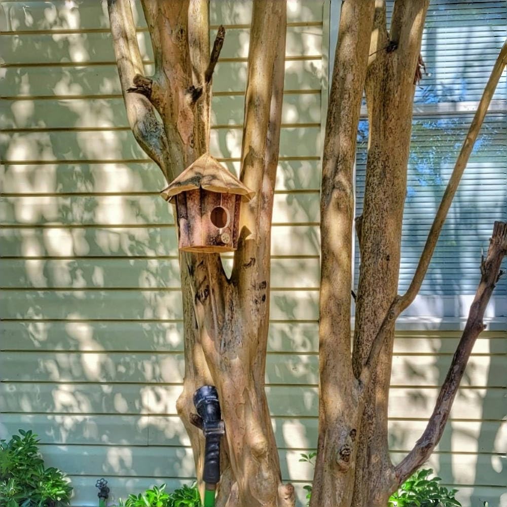 Wooden Birdhouses for Outside, Hanging Birdhouse, Cardinal Bird House Nesting Box, Natural Wood Bluebird Houses for Outdoors Finch Bluebird Cardinals, Garden Decoration DoubleWood