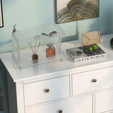 Vikiullf White Dresser - 47 in Modern Dresser for Bedroom, Wooden 7 Drawer Dresser, Storage Cabinet for Bedroom, Living Room, Hallway, Entryway Vikiullf