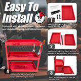 YATOINTO 3-Tier Rolling Tool Cart, Metal Rolling Cart with Side Hooks Wheels, 330LBS Heavy Duty Utility Carts, Handle Rolling Mechanic Tool Cart YATOINTO