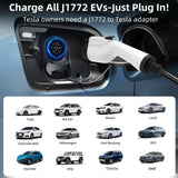 Portable EV Charger Level 1 Level 2, 16Amp 110V/240V, Electric Vehicle Charger with 17Ft Cable,NEMA 6-20 Plug & NEMA 5-15 Adapter,Compatible with SAE J1772 EVs and Tesla(Adapter Required) SubSun