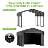 Real Relax 10x15ft Heavy Duty Metal Carport with Galvanized Steel Roof, Removable Sidewalls, Outdoor Car Port Shelter for Cars, Trucks and Boats, Gray Real Relax