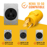 MECMO NEMA 10-50P to 14-50R EV Charger Adapter, 240V 50Amp 3 Prong Plug to 4 Prong EV Charger, 50A Stove Oven Range to EV Generator Adapter 220/250V for Level 2 EV Charging Tesla Power Cord Adaptor MECMO