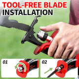 FULLYEA Reciprocating Saw Cordless, Brushless Reciprocating Saw 0-3500 SPM, Cordless Saw with 2 * 2.0Ah Battery & 4 Saw Blades, Battery Powered Reciprocating Saw for Wood/Metal/Plastic Cutting FULLYEA