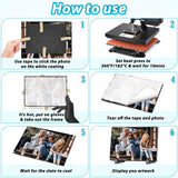 Keepwaters Sublimation Slate Blanks, Sublimate Slates With Display Holder, 6 Pack Square Sublimation Plaque, Heat Thermal Memorial Slates Rock Stone Photo Frame For Desktop Souvenir DIY Picture Keepwaters