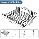 2 Pack Garage Wall Shelf, Wall Mounted Storage Shelves, Heavy Duty Metal Shelves for Room Wall, Loads 130 LBS Floating Shelves Mesh Storage Rack for Garage, Office, Basement,Wall Cabinet and Kitchen Riciakik