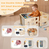 Montessori Weaning Table and Chair Set, Wooden Toddler Table and Chair Set Kids Activity Table Step Stools with Blackboard & 3 Heights Adjustable, 1-3 Age Kids Funiture for Eating Drawing Reading Satisure