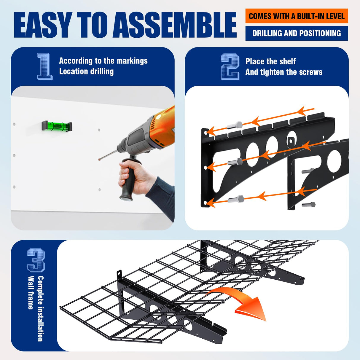 CVGFDR 2x6ft Garage Wall Shelving, 600BLS Heavy Duty Garage Shelving Wall Mounted, Floating Shelves, Storage Shelves, Easy Assembly Pallet Racking, Metal Rack for Kitchen, Basement, Black CVGFDR