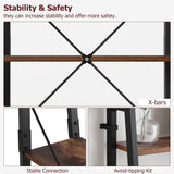 FINETONES 5-Tier Ladder Shelf, Ladder Bookshelf Bookcase with Metal Frame, Plant Rack Display Shelf Accent Furniture for Home Office, Black/Rustic Brown FINETONES