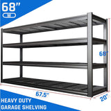 PMKES 67" W Garage Shelving Heavy Duty, 4 Tier Garage Shelves, 68" H Adjustable Storage Shelving Unit, Commercial Metal Shelves for Warehouse, Basement, Shop, 67" W x 20" D x 68" H,2 Pack PMKES
