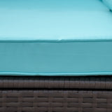 Outsunny 7-Piece Patio Furniture Sets Outdoor Wicker Conversation Sets All Weather PE Rattan Sectional Sofa Set with Cushions & Tempered Glass Desktop, Turquoise Outsunny