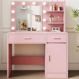 LIVELYGLOW Vanity with Lights, Makeup Vanity with Mirror, 3 Lighting Modes, for Bedroom, Pink LIVELYGLOW