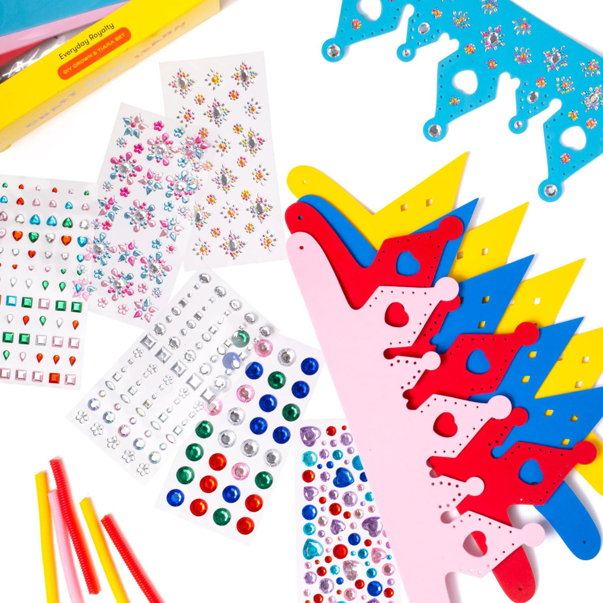 Super Smalls DIY Crown and Tiara Craft Kit, 5 Foam Pieces with 300+ Decorative Stickers Super Smalls